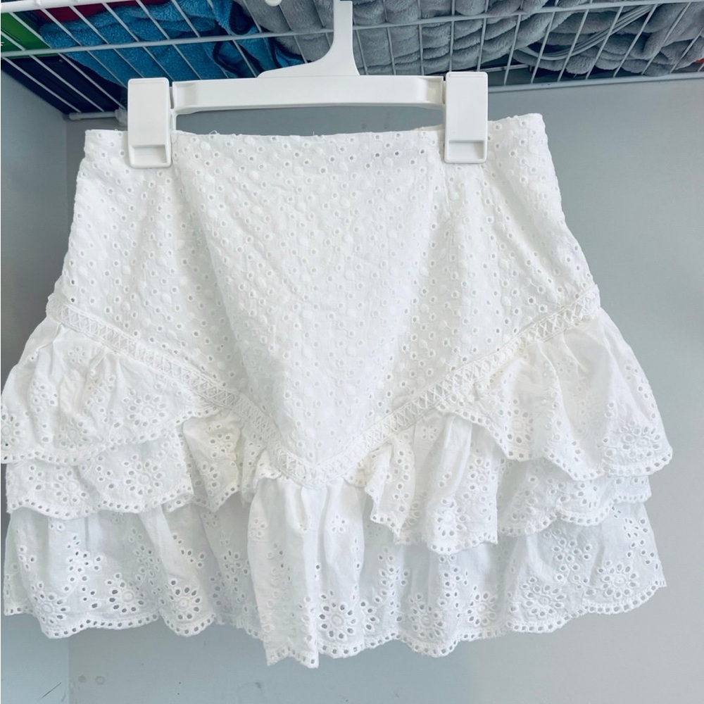 White Eyelet Ruffle Skirt